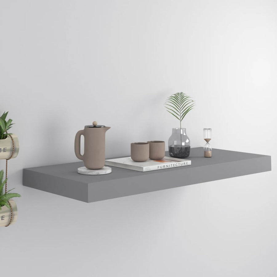 Wandschap Zwevend 60X23,5X3,8 Cm Mdf Grijs 1 60 x 23.5 x 3.8 cm