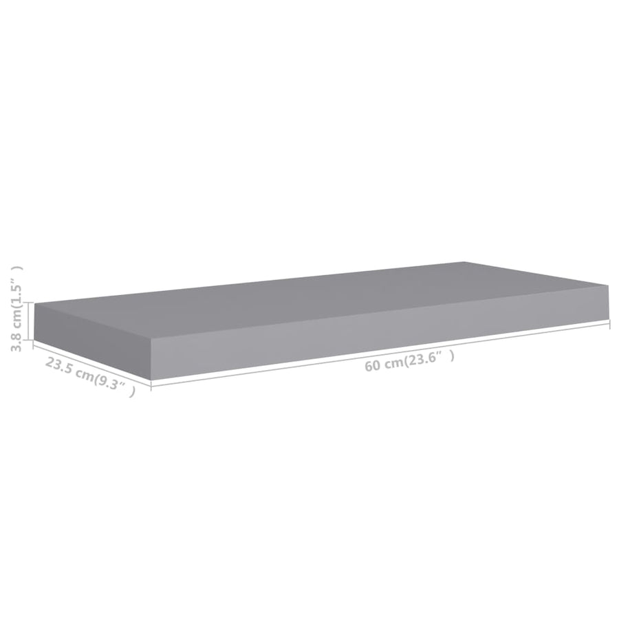 Wandschappen Zwevend 60X3,5X3,8 Cm Mdf Grijs 2 60 x 23.5 x 3.8 cm
