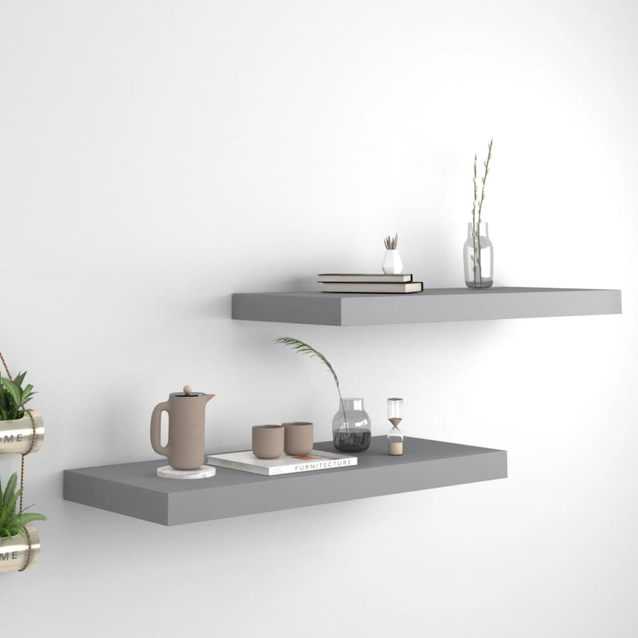 Wandschappen Zwevend 60X3,5X3,8 Cm Mdf Grijs 2 60 x 23.5 x 3.8 cm