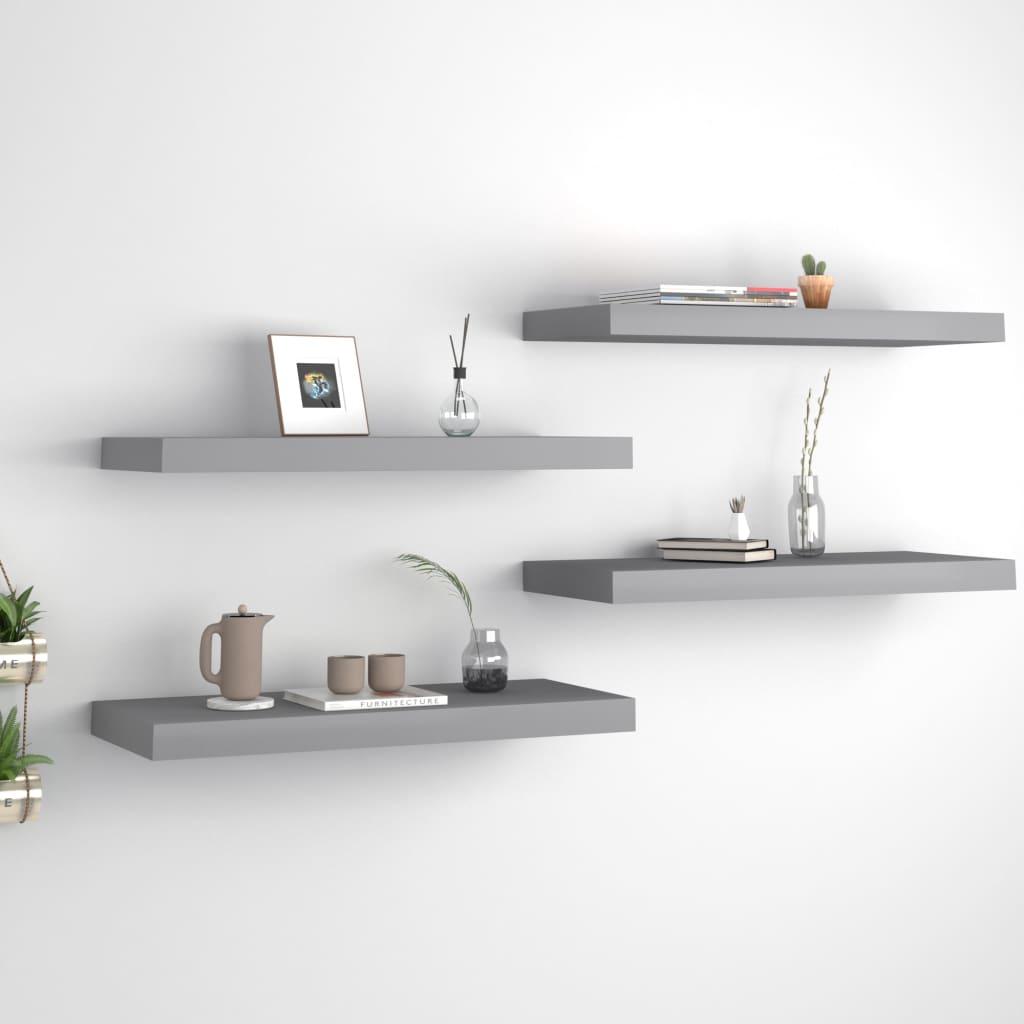 Wandschappen Zwevend 60X23,5X3,8 Cm Mdf Grijs 4 60 x 23.5 x 3.8 cm