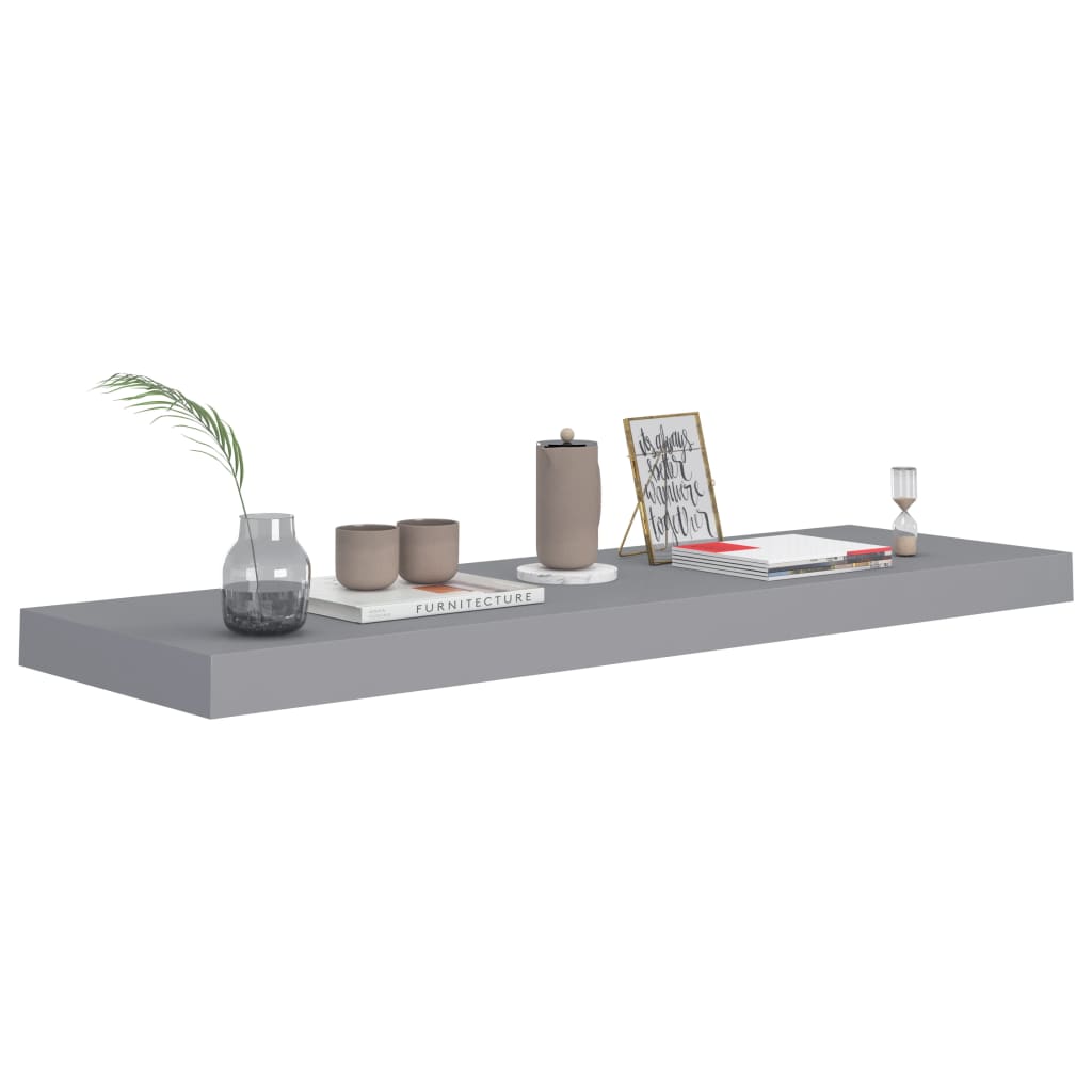 Wandschap Zwevend 80X23,5X3,8 Cm Mdf Grijs 1 80 x 23.5 x 3.8 cm