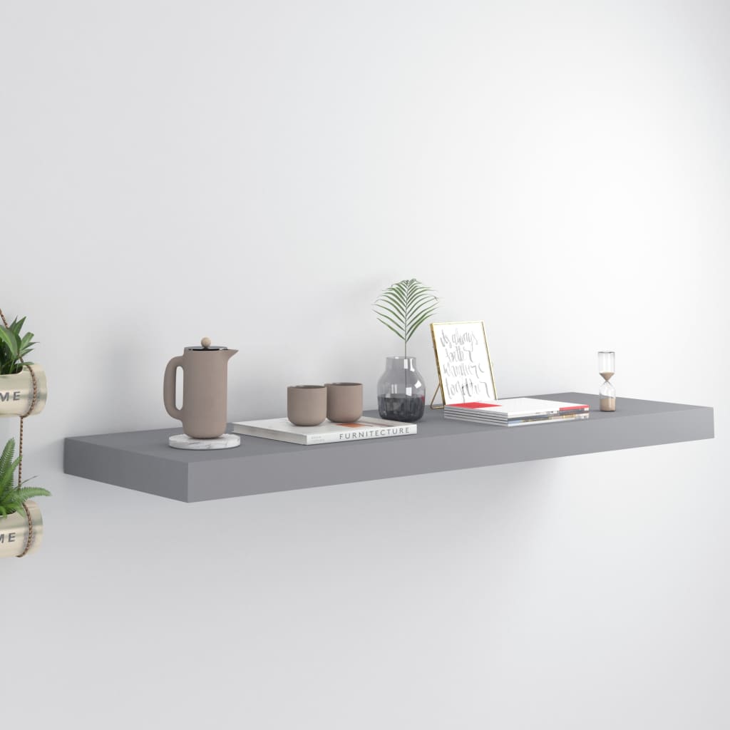 Wandschap Zwevend 80X23,5X3,8 Cm Mdf Grijs 1 80 x 23.5 x 3.8 cm