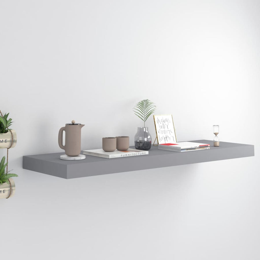 Wandschap Zwevend 80X23,5X3,8 Cm Mdf Grijs 1 80 x 23.5 x 3.8 cm