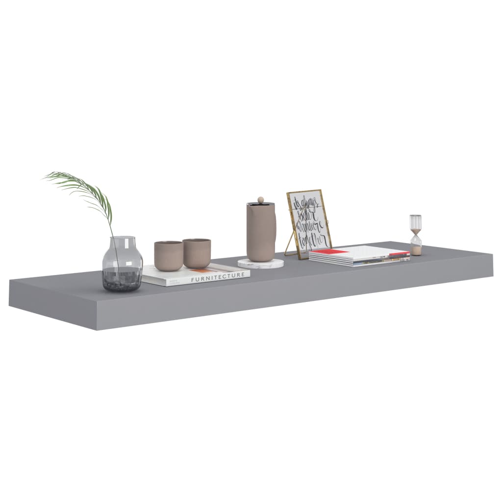 Wandschappen Zwevend 80X3,5X3,8 Cm Mdf Grijs 2 80 x 23.5 x 3.8 cm