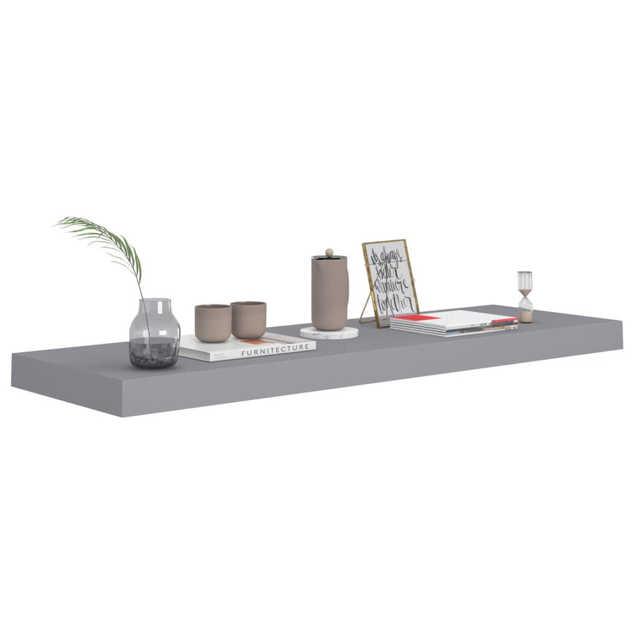 Wandschappen Zwevend 80X3,5X3,8 Cm Mdf Grijs 2 80 x 23.5 x 3.8 cm