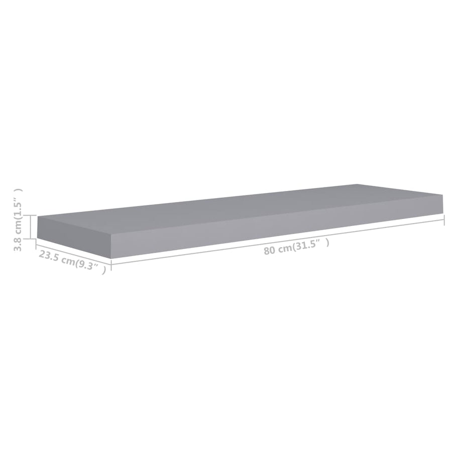 Wandschappen Zwevend 80X23,5X3,8 Cm Mdf Grijs 4 80 x 23.5 x 3.8 cm