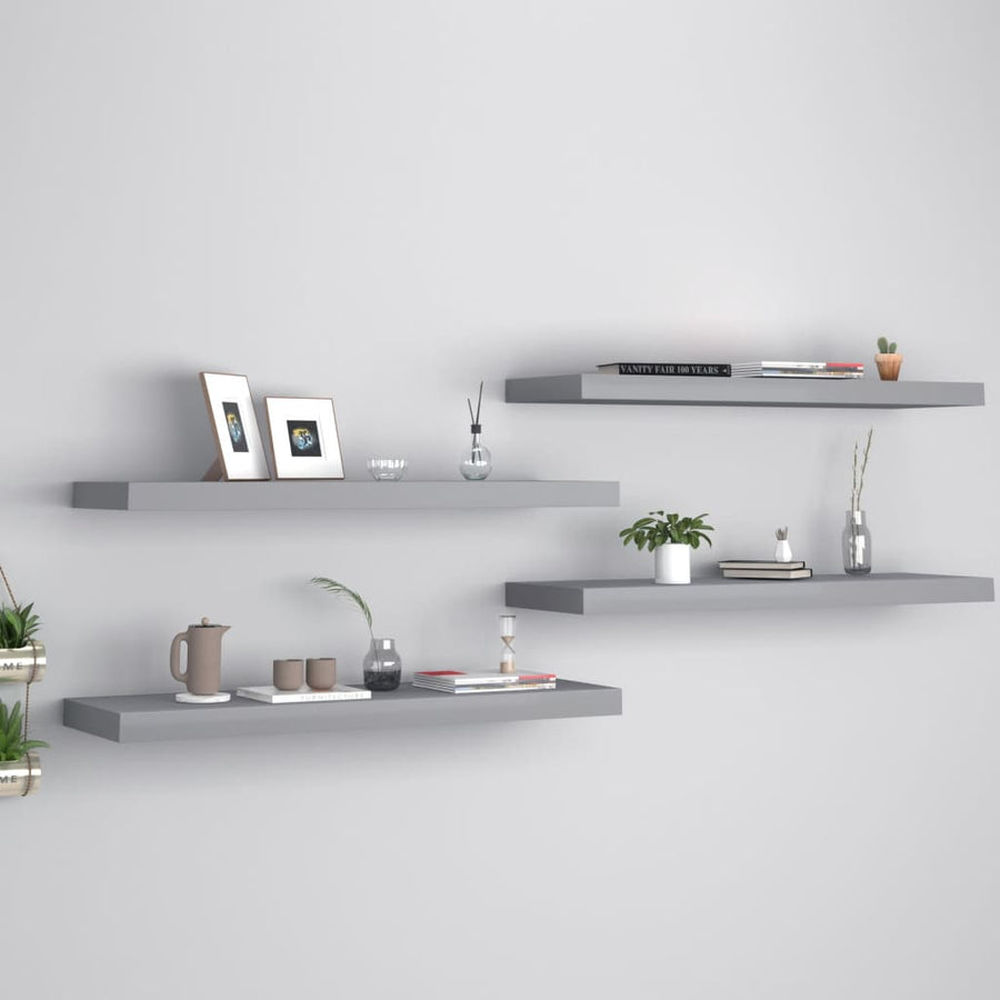 Wandschappen Zwevend 80X23,5X3,8 Cm Mdf Grijs 4 80 x 23.5 x 3.8 cm