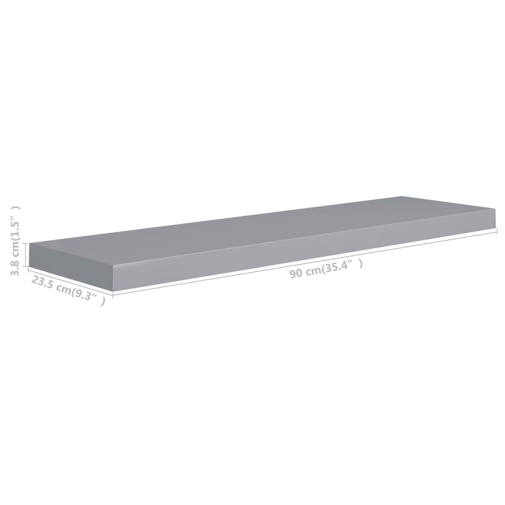 Wandschap Zwevend 90X23,5X3,8 Cm Mdf Grijs 1 90 x 23.5 x 3.8 cm