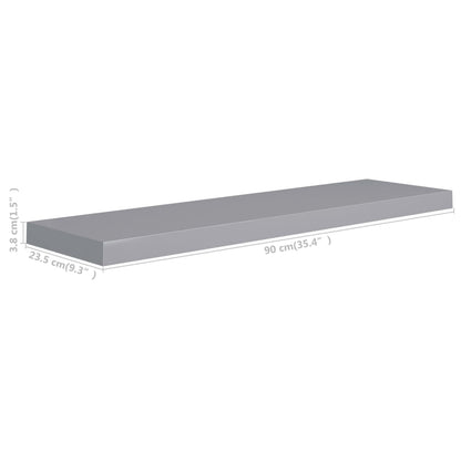 Wandschap Zwevend 90X23,5X3,8 Cm Mdf Grijs 1 90 x 23.5 x 3.8 cm