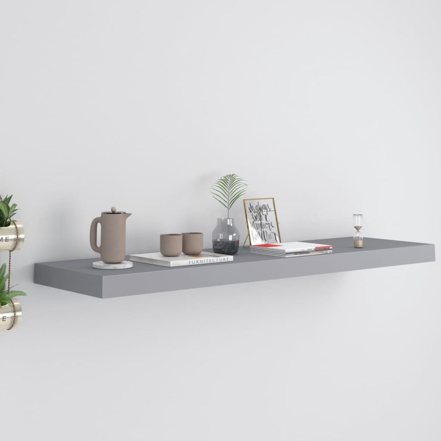Wandschap Zwevend 90X23,5X3,8 Cm Mdf Grijs 1 90 x 23.5 x 3.8 cm