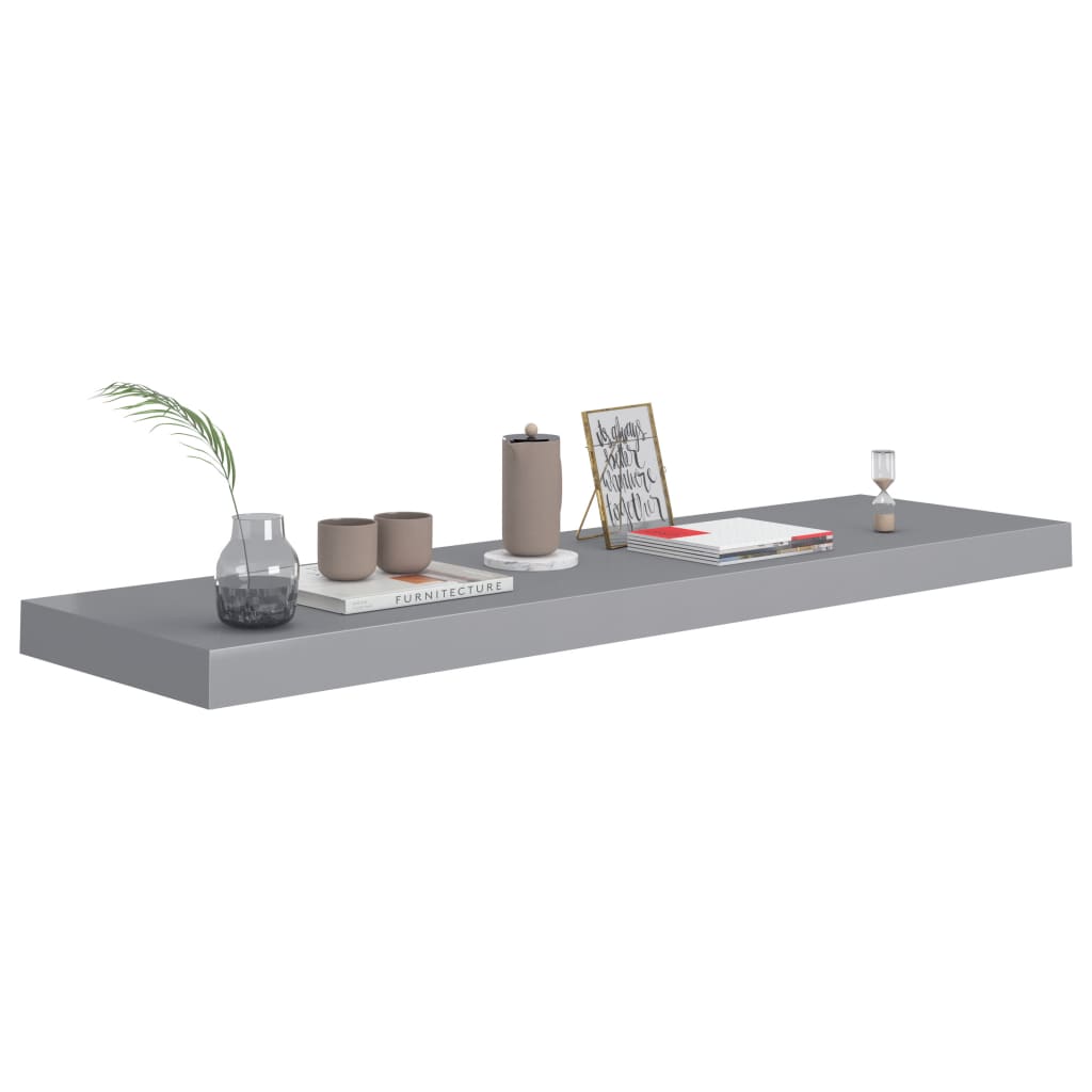 Wandschappen Zwevend 90X3,5X3,8 Cm Mdf Grijs 2 90 x 23.5 x 3.8 cm