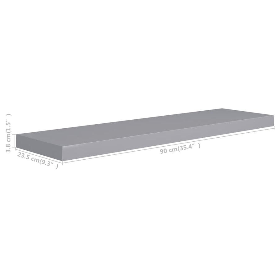 Wandschappen Zwevend 90X3,5X3,8 Cm Mdf Grijs 2 90 x 23.5 x 3.8 cm