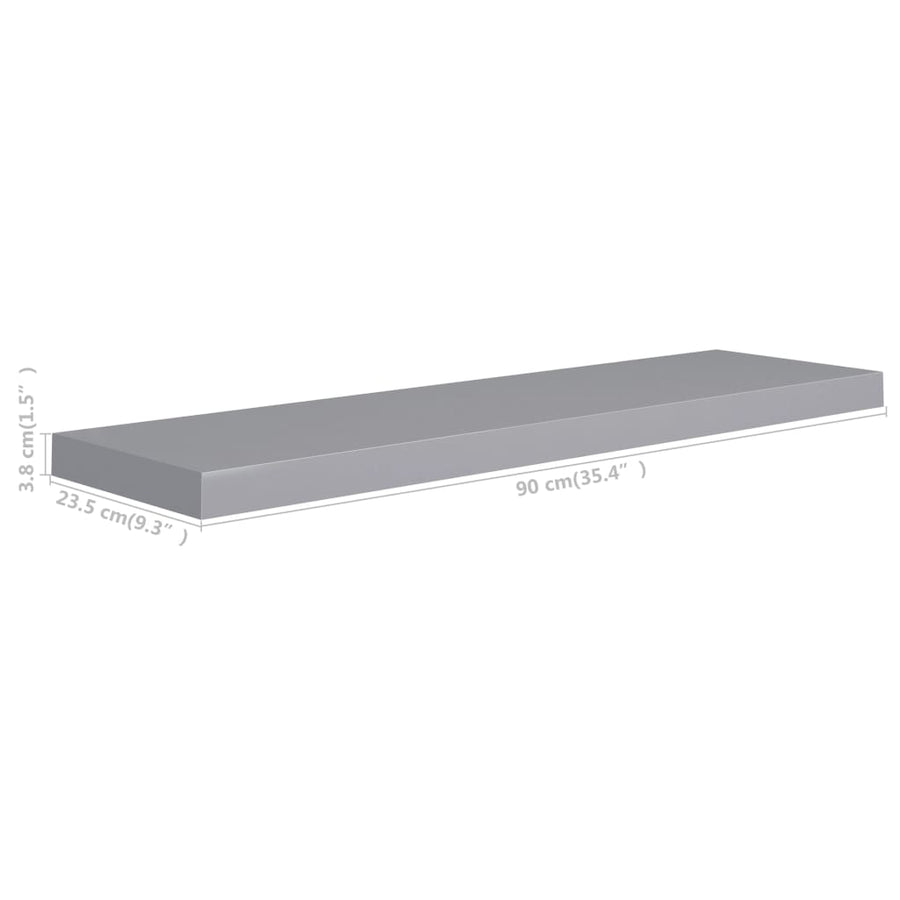 Wandschappen Zwevend 90X23,5X3,8 Cm Mdf Grijs 4 90 x 23.5 x 3.8 cm