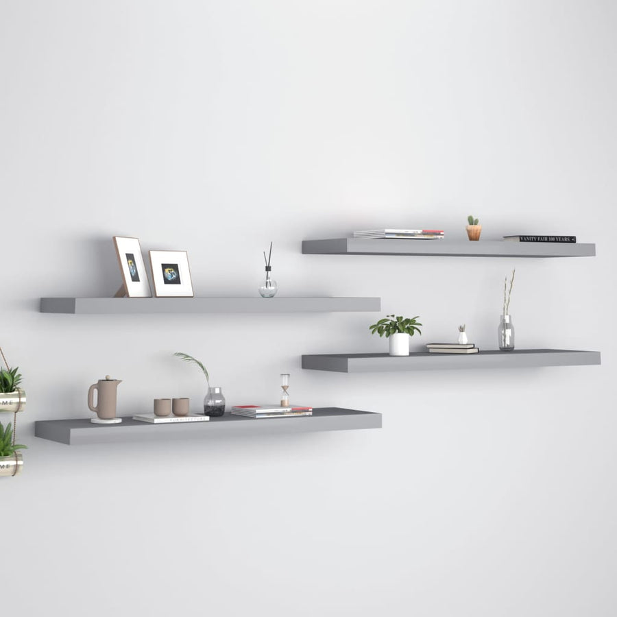 Wandschappen Zwevend 90X23,5X3,8 Cm Mdf Grijs 4 90 x 23.5 x 3.8 cm