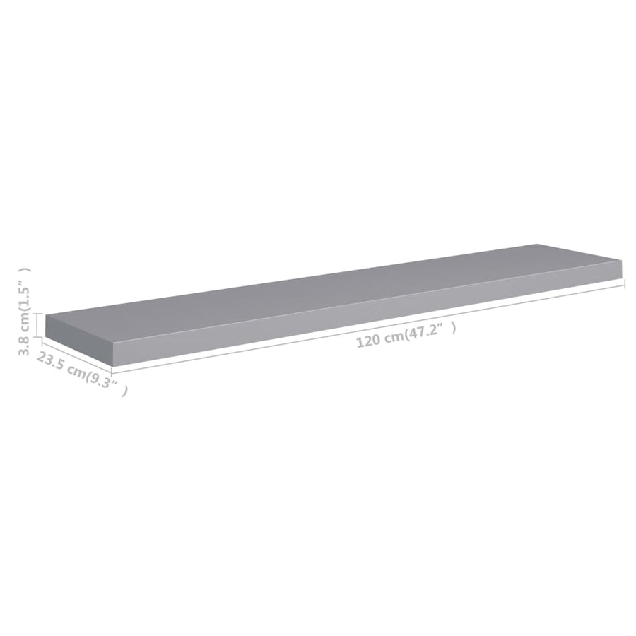 Wandschappen Zwevend 10X3,5X3,8 Cm Mdf Grijs 2 120 x 23.5 x 3.8 cm