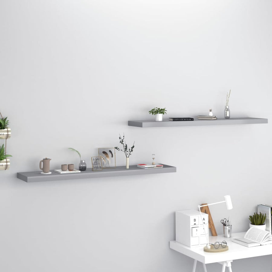 Wandschappen Zwevend 10X3,5X3,8 Cm Mdf Grijs 2 120 x 23.5 x 3.8 cm
