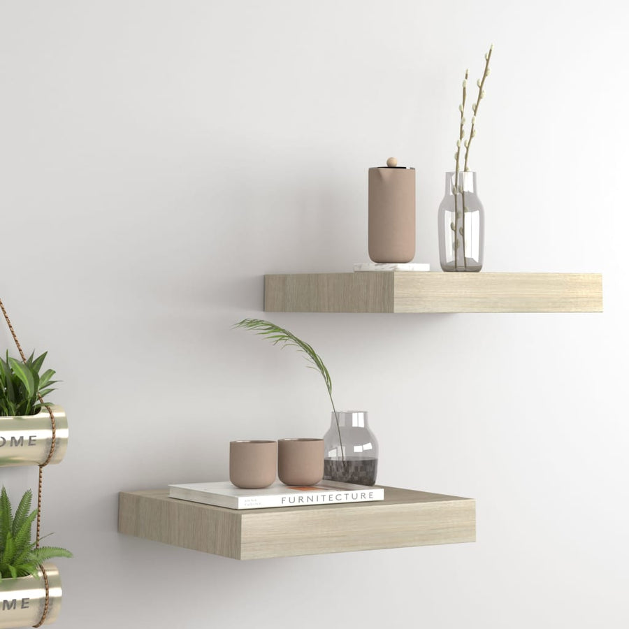 Wandschappen Zwevend 3X3,5X3,8 Cm Mdf Kleurig Eiken 2 23 x 23.5 x 3.8 cm