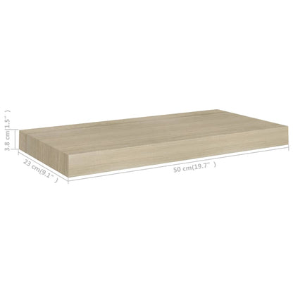 Wandschap Zwevend 50X23X3,8 Cm Mdf Kleurig Eiken 1 50 x 23 x 3.8 cm