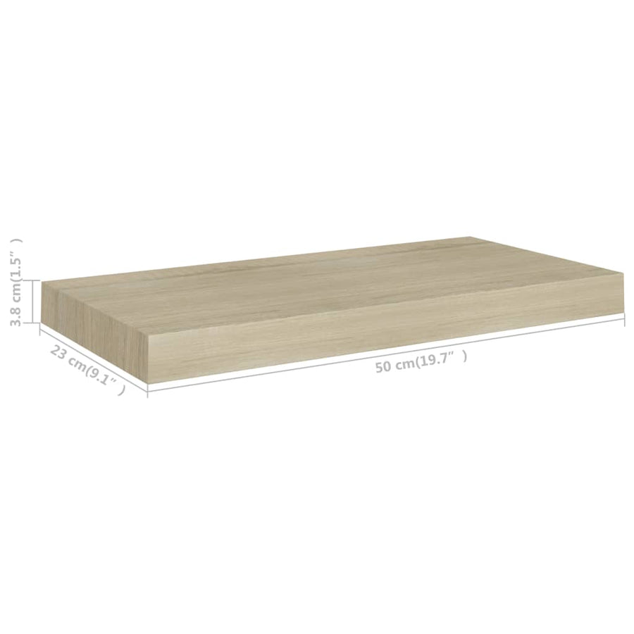 Wandschappen Zwevend 50X3X3,8 Cm Mdf Kleurig Eiken 2 50 x 23 x 3.8 cm