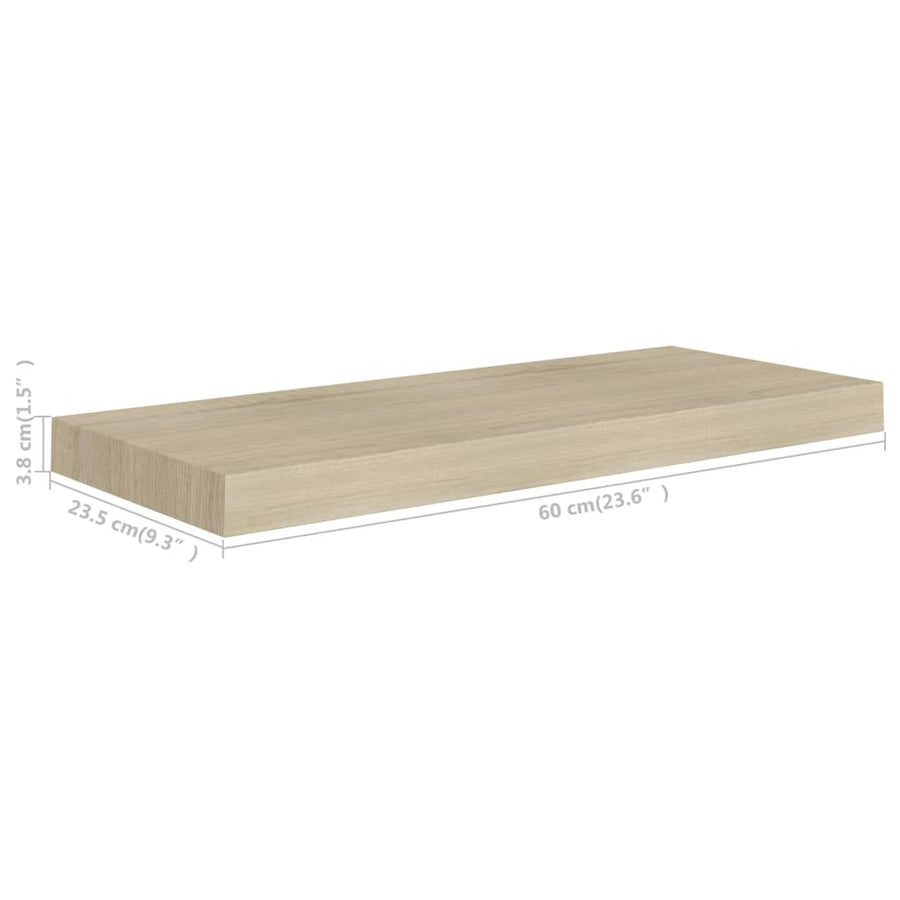 Wandschappen Zwevend 60X3,5X3,8 Cm Mdf Kleurig Eiken 2 60 x 23.5 x 3.8 cm