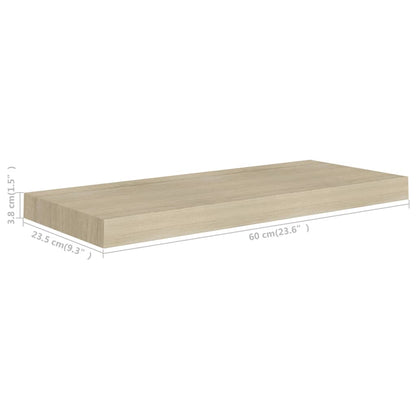 Wandschappen Zwevend 60X23,5X3,8 Cm Mdf Kleurig Eiken 4 60 x 23.5 x 3.8 cm