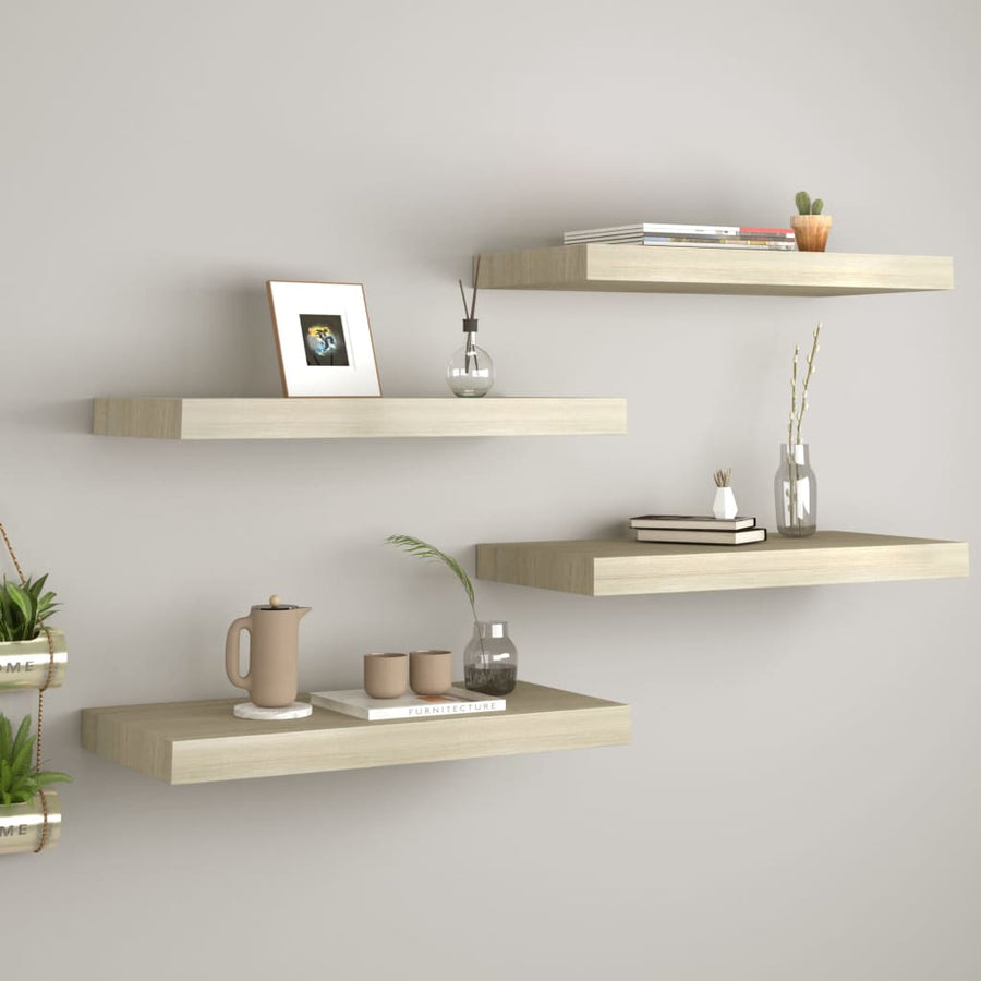 Wandschappen Zwevend 60X23,5X3,8 Cm Mdf Kleurig Eiken 4 60 x 23.5 x 3.8 cm