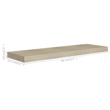 Wandschap Zwevend 80X23,5X3,8 Cm Mdf Kleurig Eiken 1 80 x 23.5 x 3.8 cm