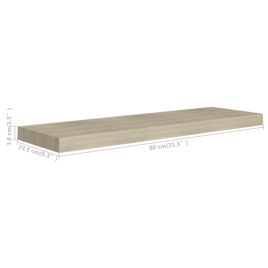 Wandschap Zwevend 80X23,5X3,8 Cm Mdf Kleurig Eiken 1 80 x 23.5 x 3.8 cm