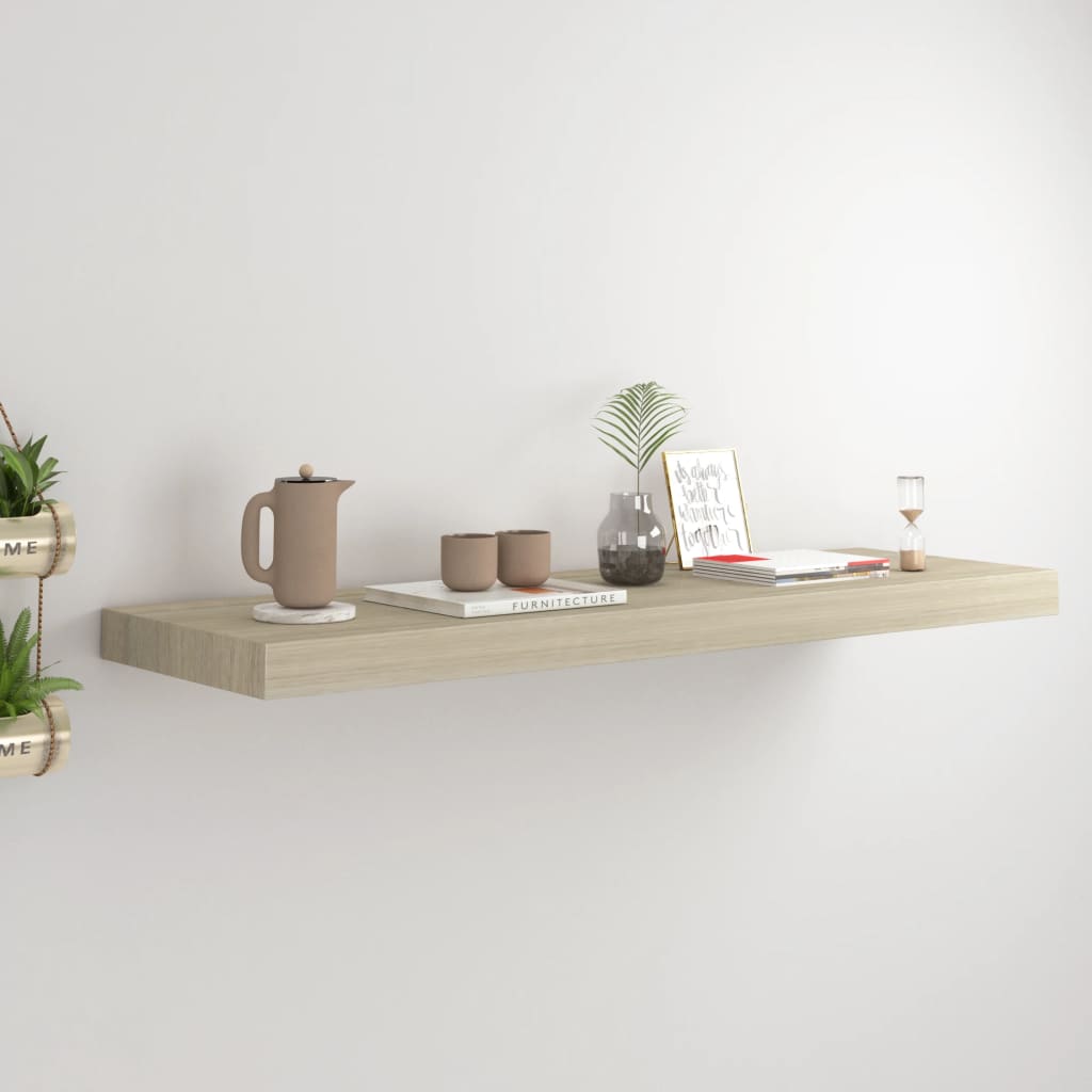 Wandschap Zwevend 80X23,5X3,8 Cm Mdf Kleurig Eiken 1 80 x 23.5 x 3.8 cm