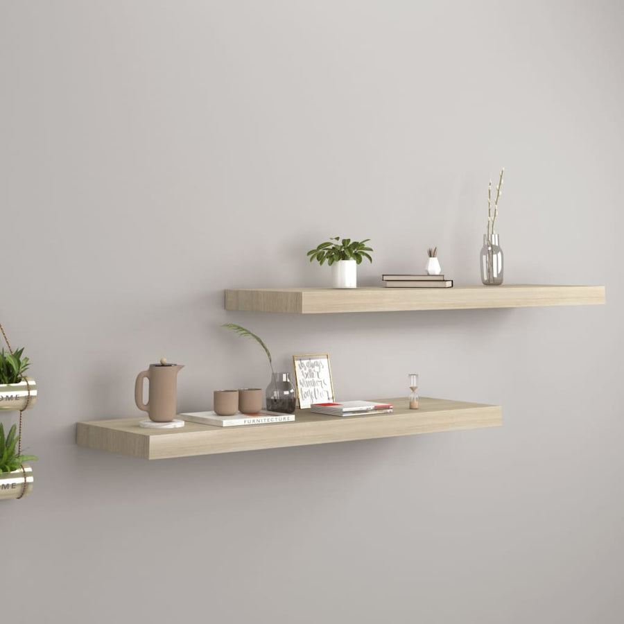 Wandschappen Zwevend 80X3,5X3,8 Cm Mdf Kleurig Eiken 2 80 x 23.5 x 3.8 cm