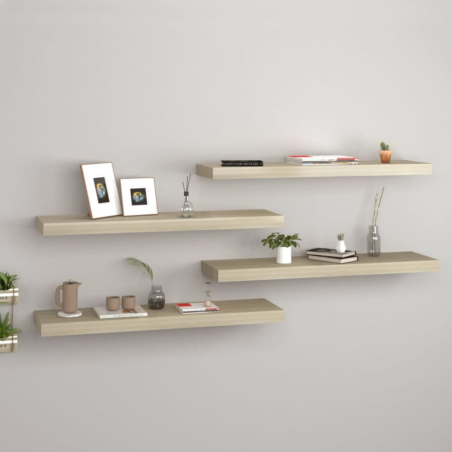 Wandschappen Zwevend 80X23,5X3,8 Cm Mdf Kleurig Eiken 4 80 x 23.5 x 3.8 cm
