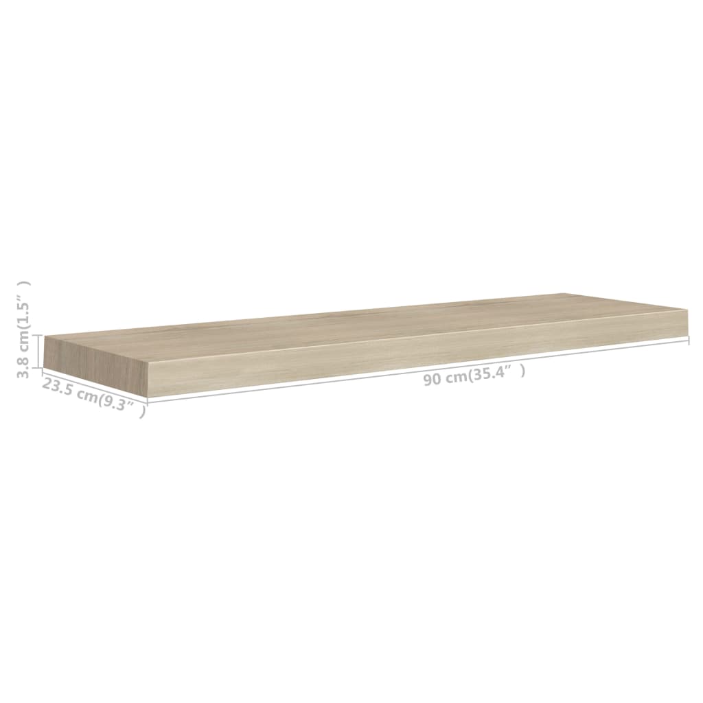 Wandschap Zwevend 90X23,5X3,8 Cm Mdf Kleurig Eiken 1 90 x 23.5 x 3.8 cm