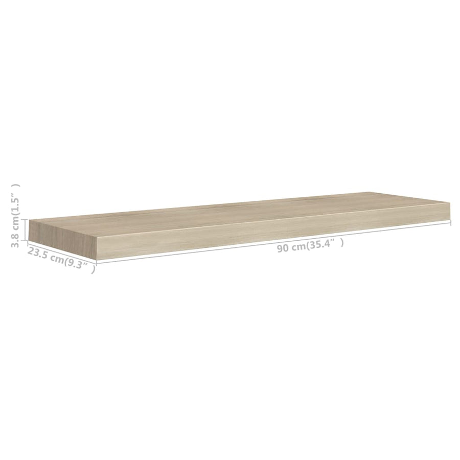 Wandschap Zwevend 90X23,5X3,8 Cm Mdf Kleurig Eiken 1 90 x 23.5 x 3.8 cm