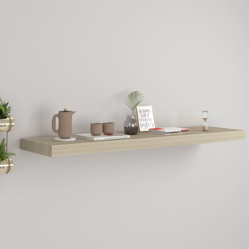 Wandschap Zwevend 90X23,5X3,8 Cm Mdf Kleurig Eiken 1 90 x 23.5 x 3.8 cm