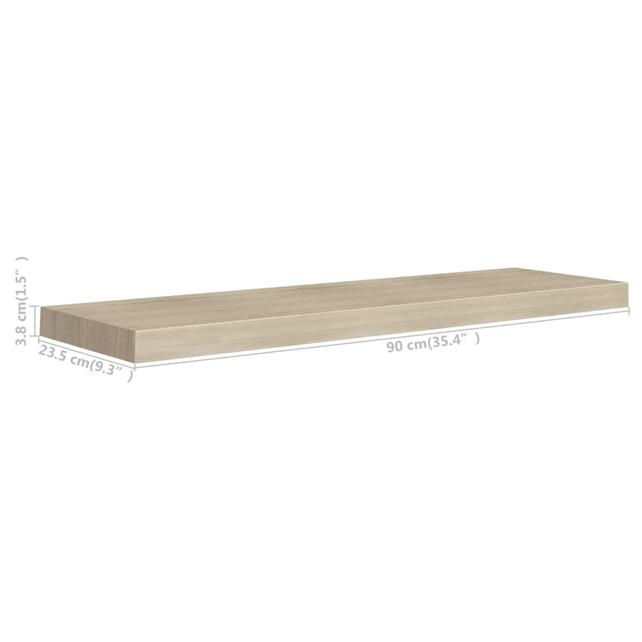 Wandschappen Zwevend 90X3,5X3,8 Cm Mdf Kleurig Eiken 2 90 x 23.5 x 3.8 cm