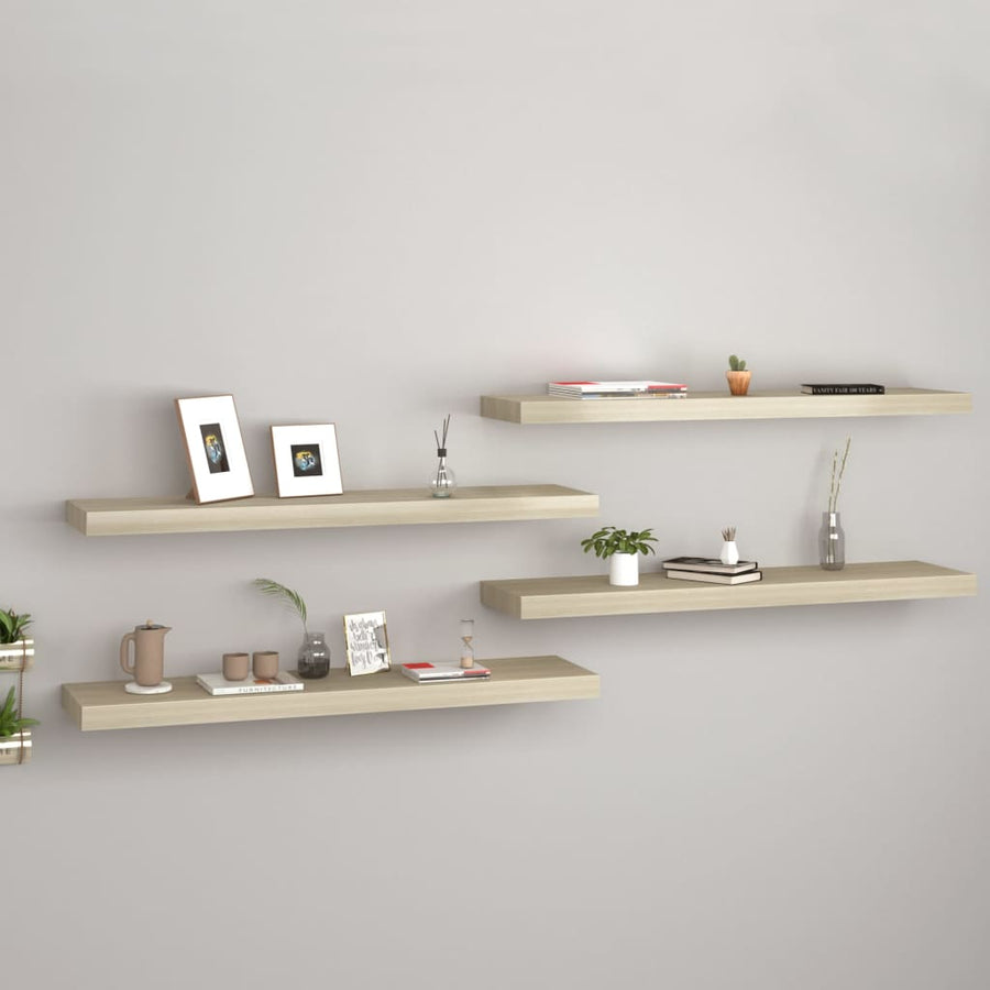 Wandschappen Zwevend 90X23,5X3,8 Cm Mdf Kleurig Eiken 4 90 x 23.5 x 3.8 cm