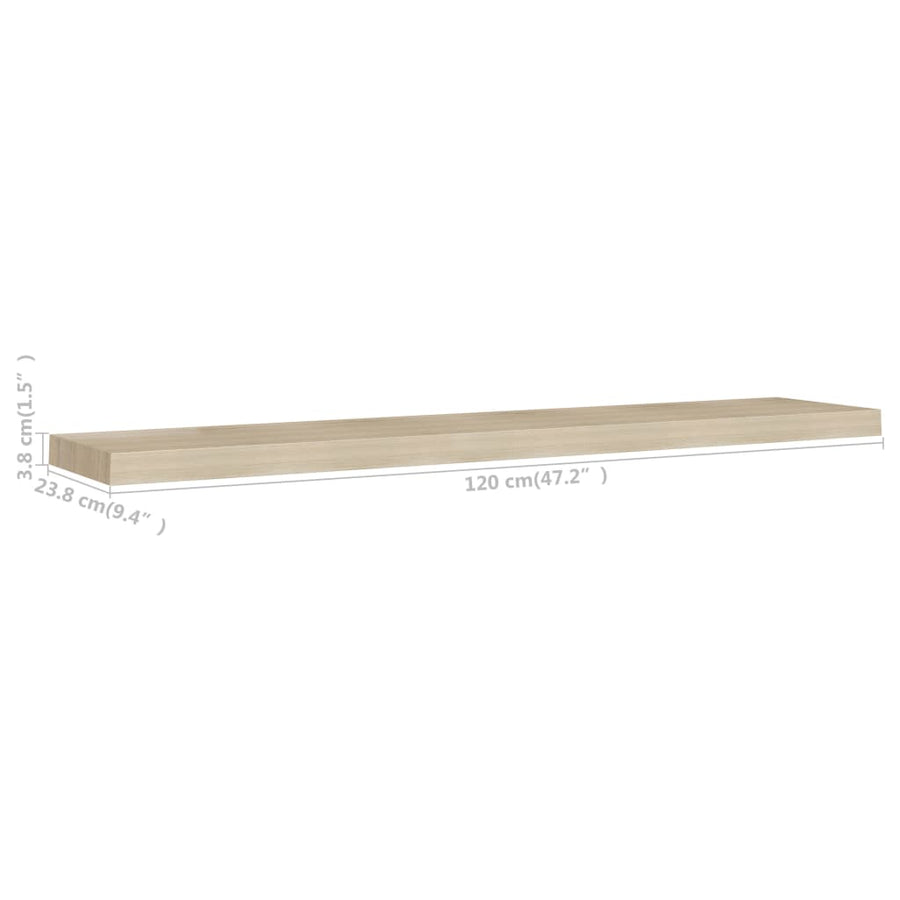 Wandschappen Zwevend 10X3,5X3,8 Cm Mdf Kleurig Eiken 2 120 x 23.5 x 3.8 cm