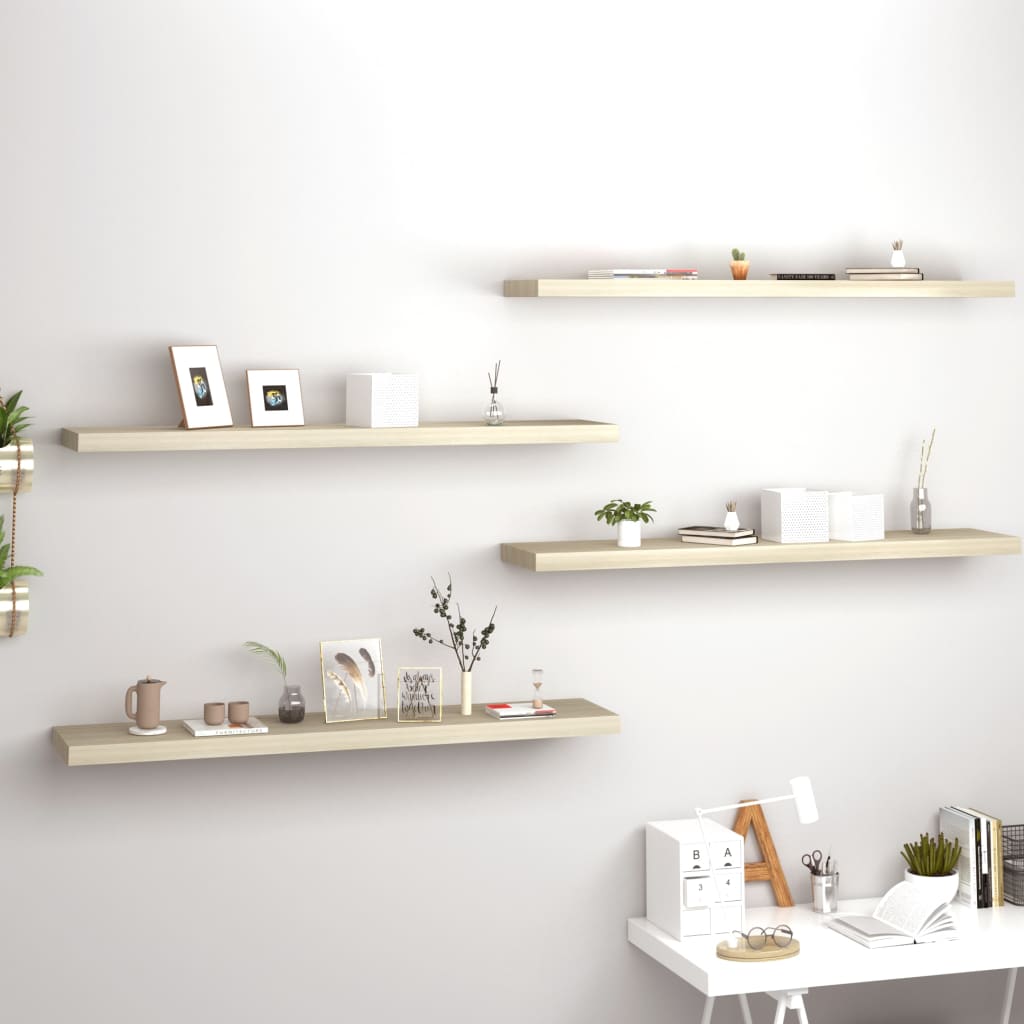 Wandschappen Zwevend 120X23,5X3,8 Cm Mdf Kleurig Eiken 4 120 x 23.5 x 3.8 cm