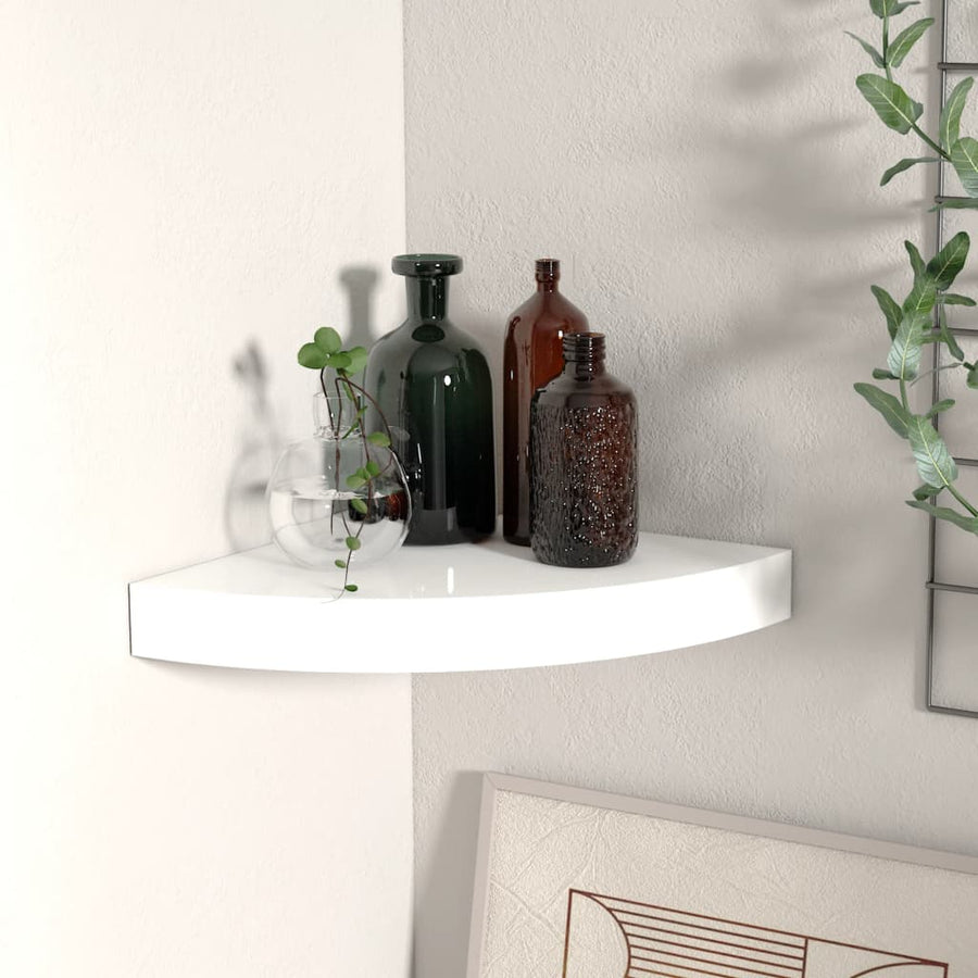 Hoekschap Zwevend 25X25X3,8 Cm Mdf 1 25 x 25 x 3.8 cm Hoogglans wit