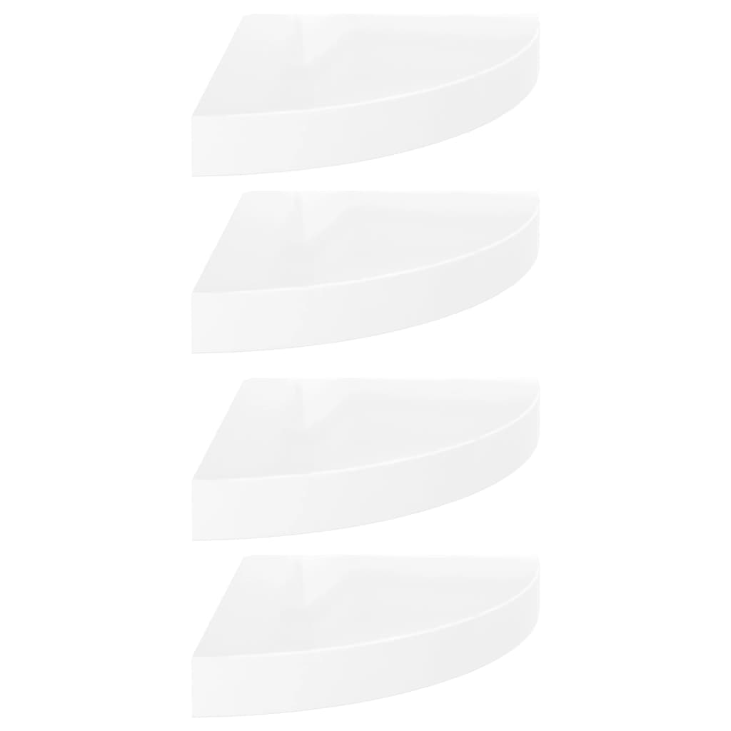 Hoekschappen Zwevend 25X25X3,8 Cm Mdf 4 25 x 25 x 3.8 cm Hoogglans wit