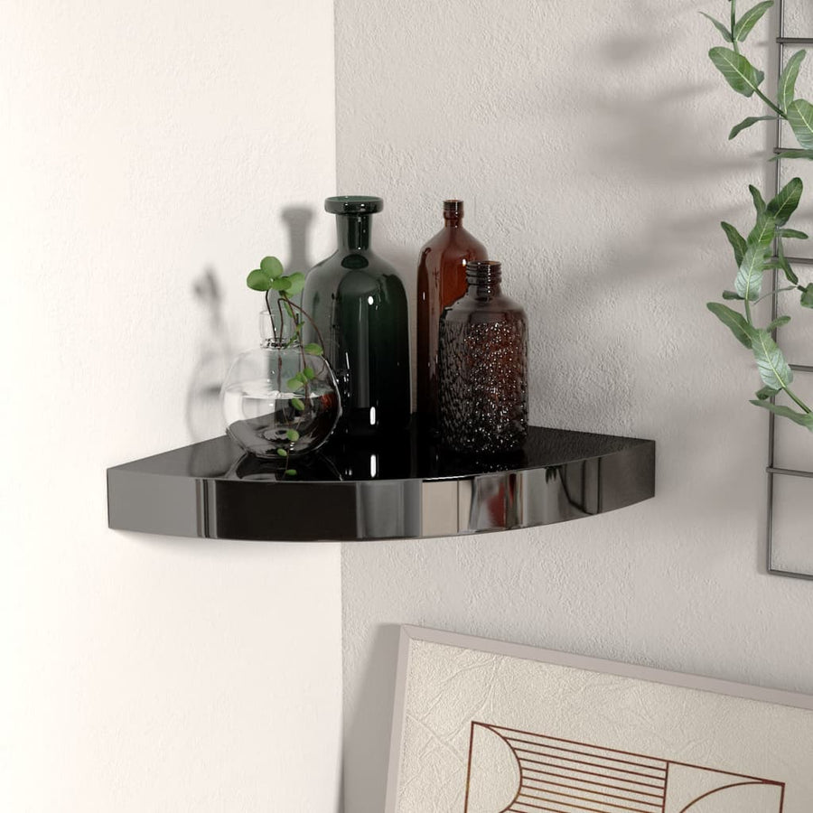 Hoekschap Zwevend 25X25X3,8 Cm Mdf 1 25 x 25 x 3.8 cm Hoogglans zwart