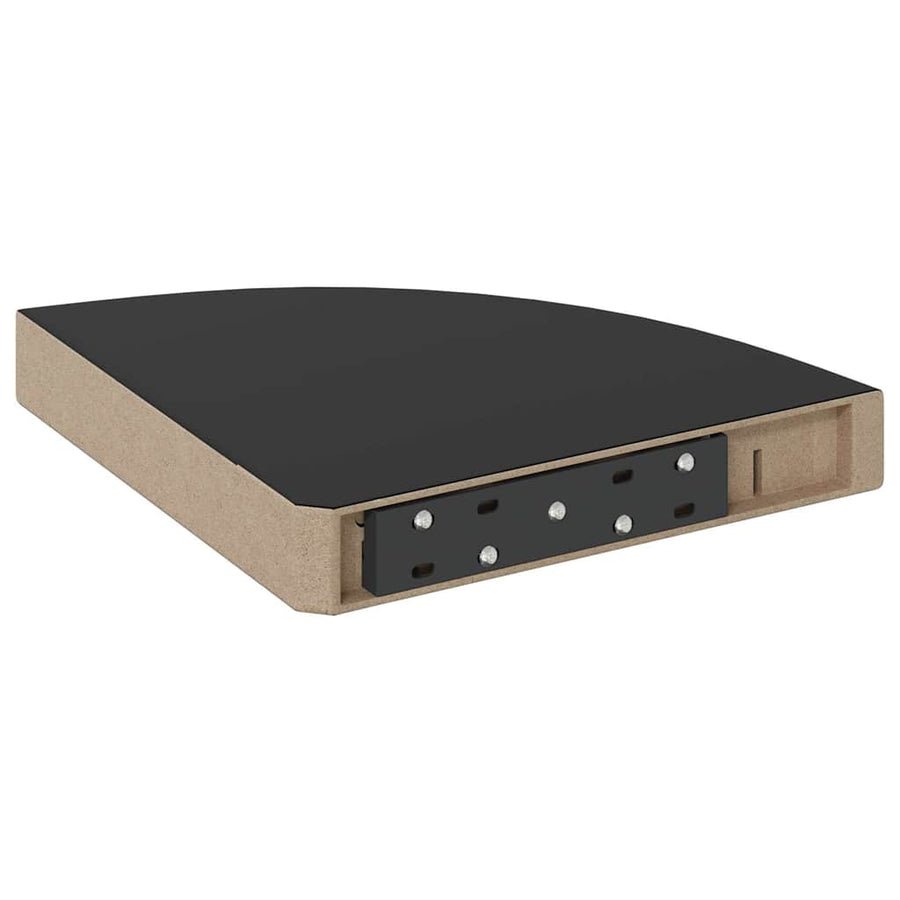 Hoekschappen zwevend 2 st 25x25x3,8 cm MDF hoogglans zwart