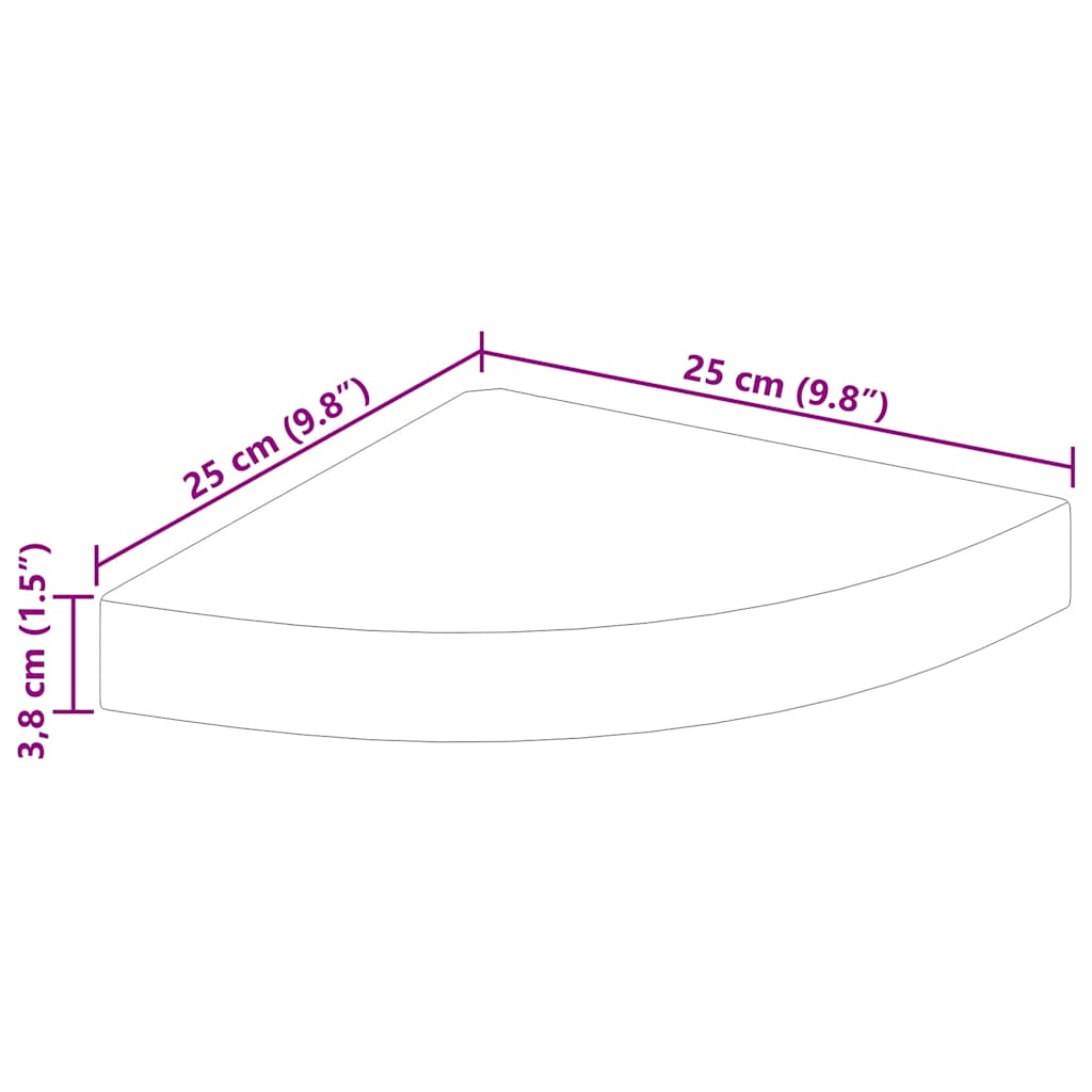 Hoekschappen zwevend 2 st 25x25x3,8 cm MDF hoogglans zwart