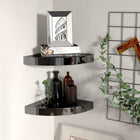 Hoekschappen 2 st 25x25x3,8 cm MDF hoogglans zwart