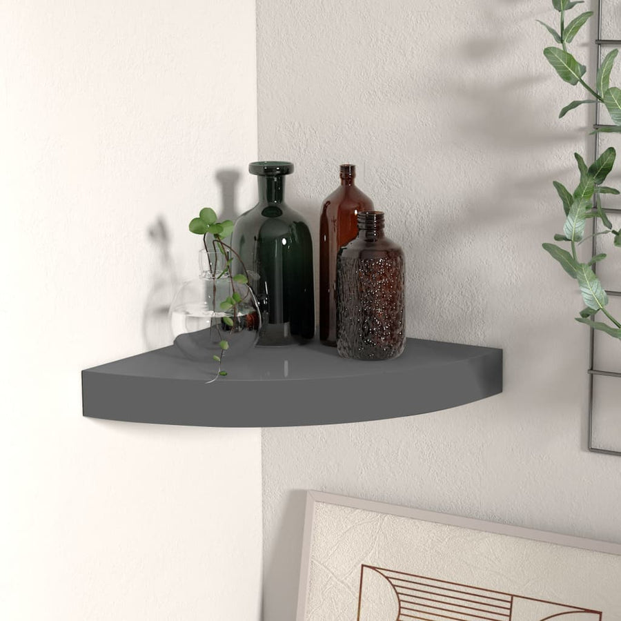 Hoekschap Zwevend 25X25X3,8 Cm Mdf 1 25 x 25 x 3.8 cm Hoogglans grijs