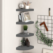 Floating corner shelves 4 pcs 25x25x3.8 cm MDF high gloss grey