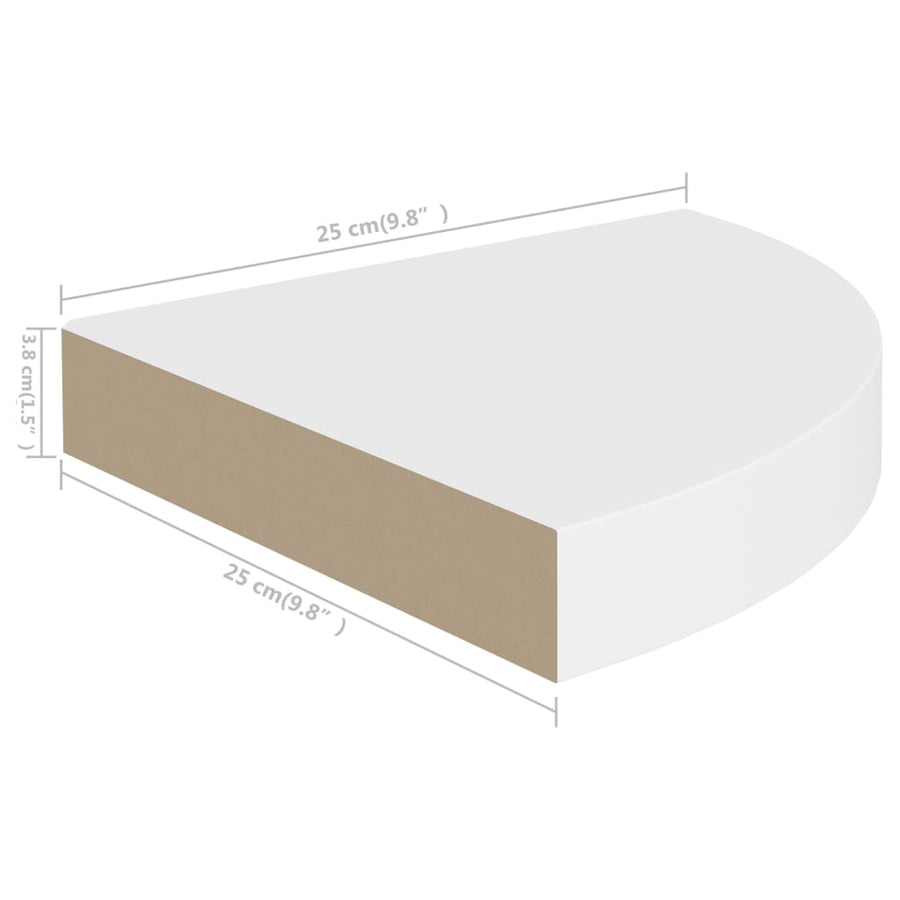 Hoekschappen Zwevend 5X5X3,8 Cm Mdf 2 25 x 25 x 3.8 cm Wit