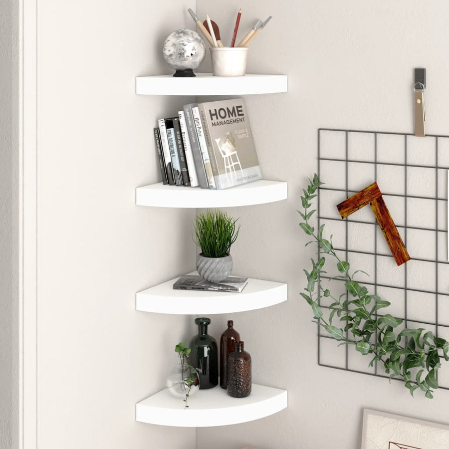 Hoekschappen Zwevend 25X25X3,8 Cm Mdf 4 25 x 25 x 3.8 cm Wit