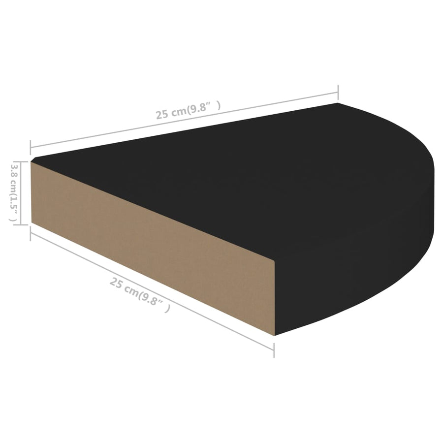 Hoekschappen Zwevend 5X5X3,8 Cm Mdf 2 25 x 25 x 3.8 cm Zwart