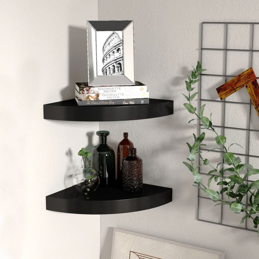 Hoekschappen Zwevend 5X5X3,8 Cm Mdf 2 25 x 25 x 3.8 cm Zwart